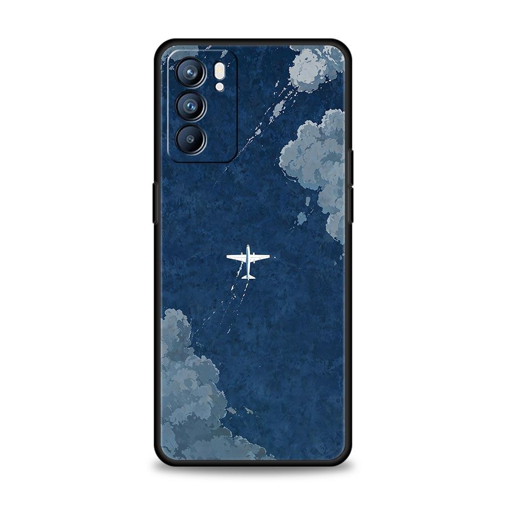 Чехол для телефона с рисунком самолета для Oppo Reno14 Reno13 Reno12 11 F 10 Find X5 X9 Pro A54 5G A53 A52 A9 A74 A78 4G A79 A80 A98