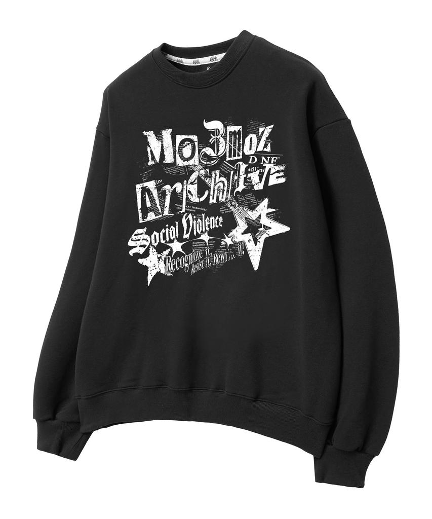 MOZMOZ Social V Graphic Oversized Sweatshirt Black