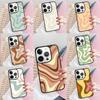 Чехол для телефона iPhone 17 Air 15 16e 14 13 Pro Max Coque 12 11 Pro Max PLUS с абстрактным узором в виде жидкого вихря, бежевый, шалфейно-зеленый