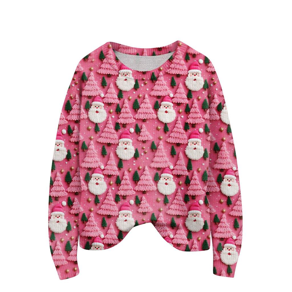 Женский рождественский свитер Милый забавный рождественский свитер Осень и зима Свитер с длинным рукавом вязаный