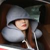 U-образная подушка для шеи с капюшоном и подушка для сна для офиса, путешествий и автомобиля