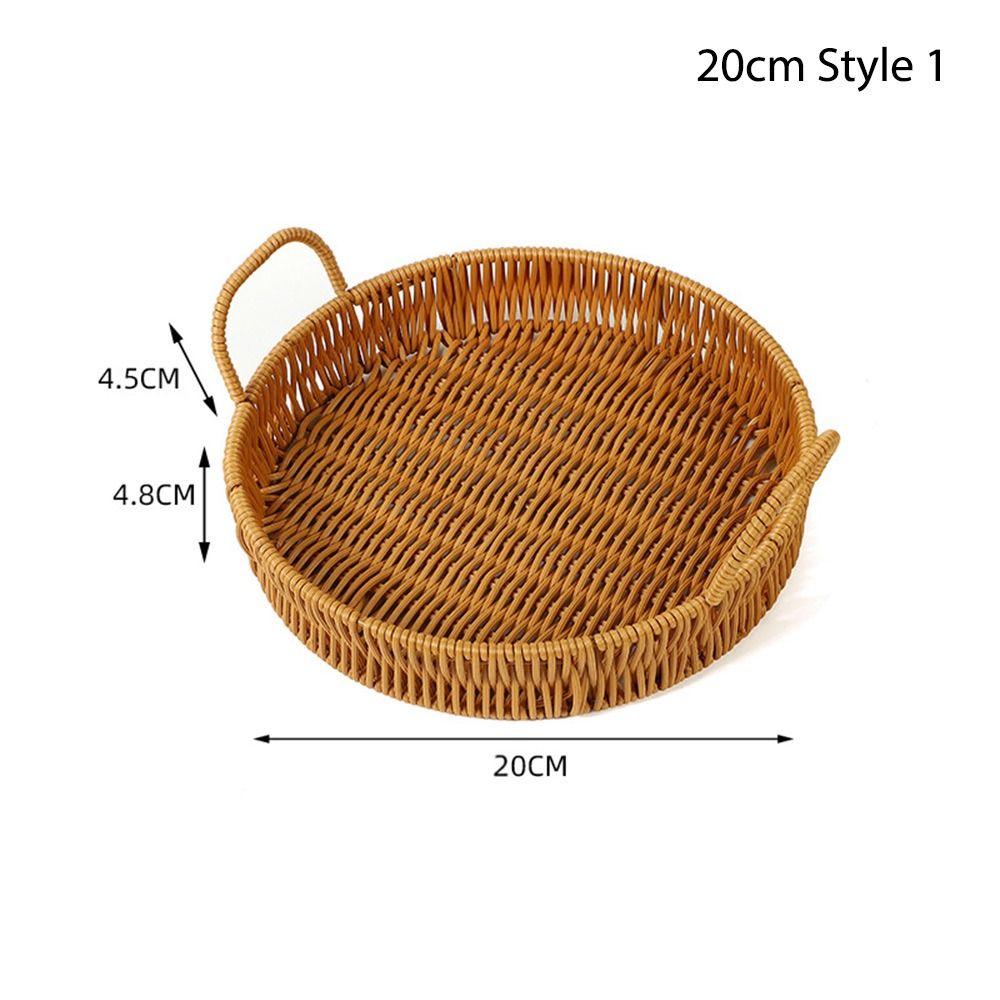 1 шт., плетеный поднос для хранения фруктов, овощей, тортов, круглая форма, пластиковая корзина из ротанговых нитей