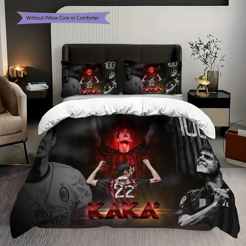 Dynamic Football Action Three-piece set (1 * duvet cover + 2 * pillowcase, without core) 2D Flat Christmas birthday gift Soft and comfortable