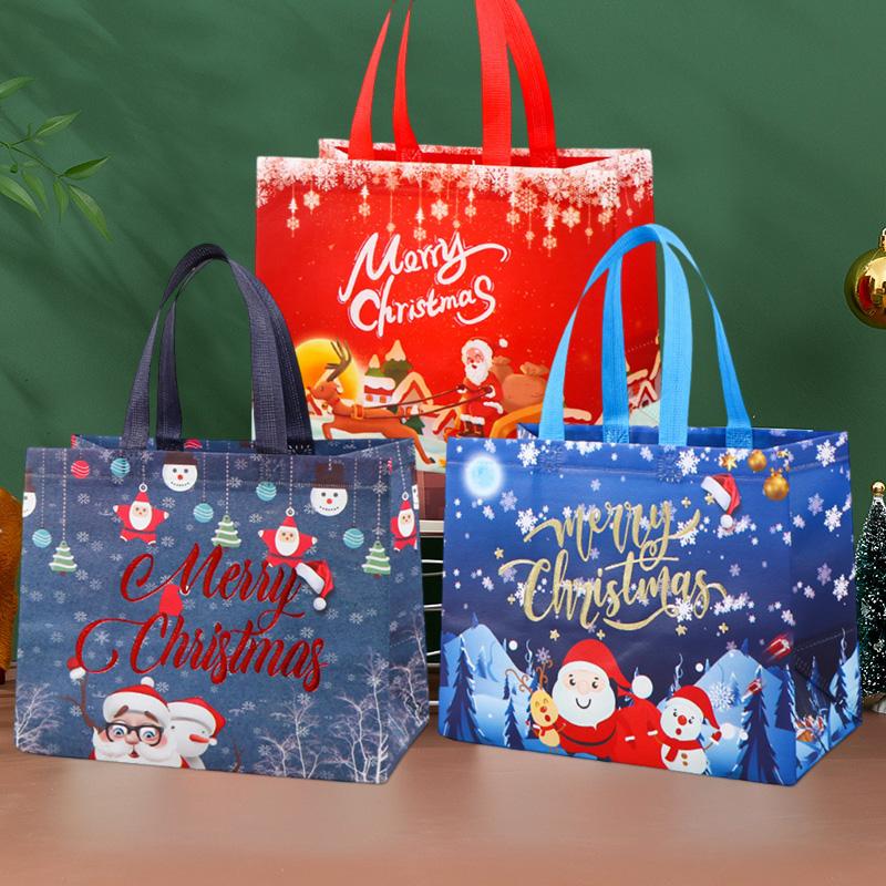 6/12 ШТ. Рождественские Подарочные Пакеты Большого Размера 32,5x25x17 см Navidad Рождественские Сумки-Тоуты с Ручками Xmas Упаковка для Подарков на Китайский Новый Год