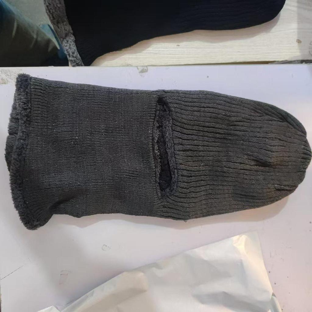 Треугольная вязаная шерстяная шапка для мужчин - на бархатной подкладке, утолщенная, теплая, морозостойкая, в корейском стиле, осенне-зимняя велосипедная кепка-пуловер