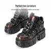 Унисекс Готические Туфли на Платформе - Панк Металл Увеличивающие Рост Мотоциклетные Ботинки