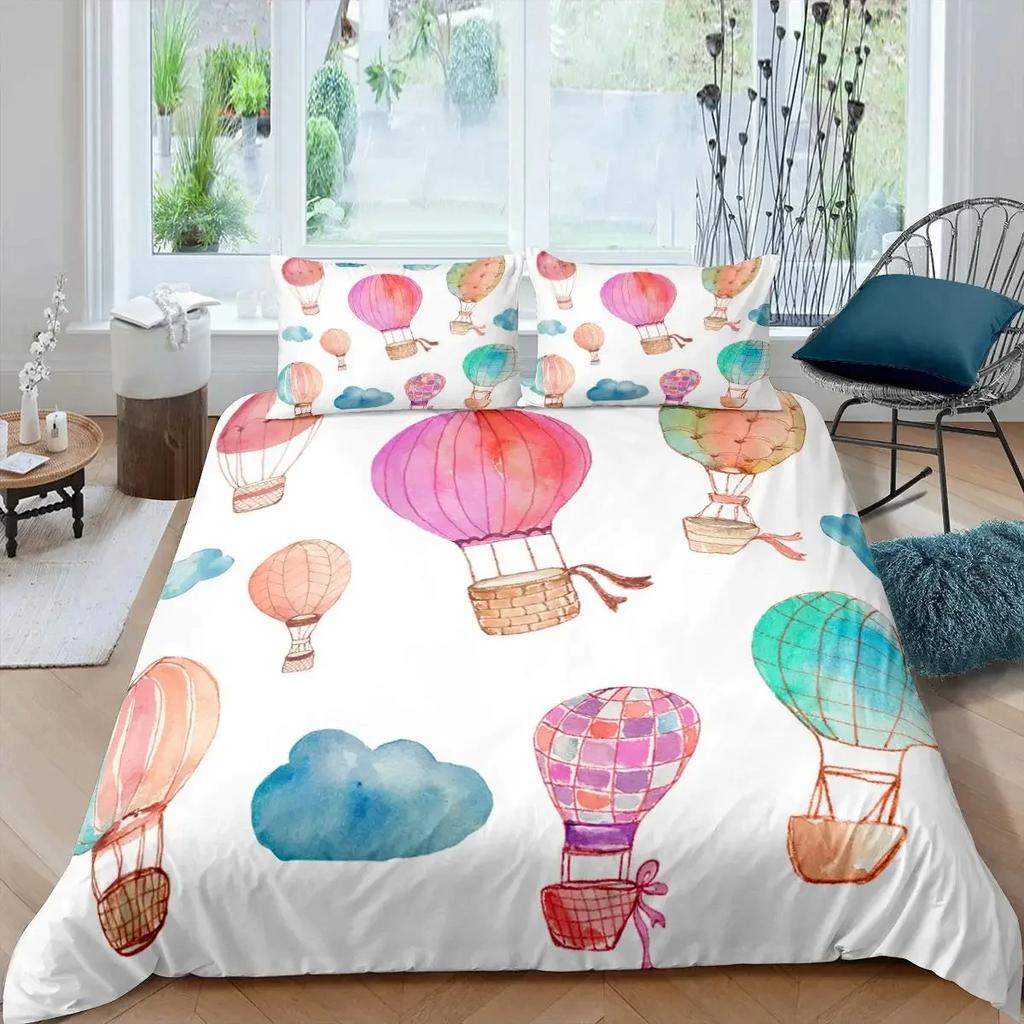Пододеяльник с изображением воздушного шара, комплект постельного белья «Романтический воздушный шар», комплект постельного белья «Экстремальные виды спорта», покрывало для пододеяльника «Романтическое путешествие», покрывало для близнецов