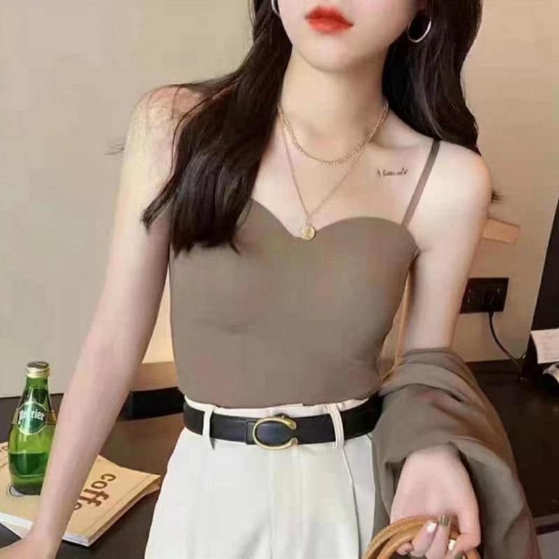 Бесшовные кофточки для женщин, укороченные топы для фитнеса, летние тонкие элегантные сексуальные универсальные повседневные цельные нижнее белье из ледяного шелка, топы на бретелях