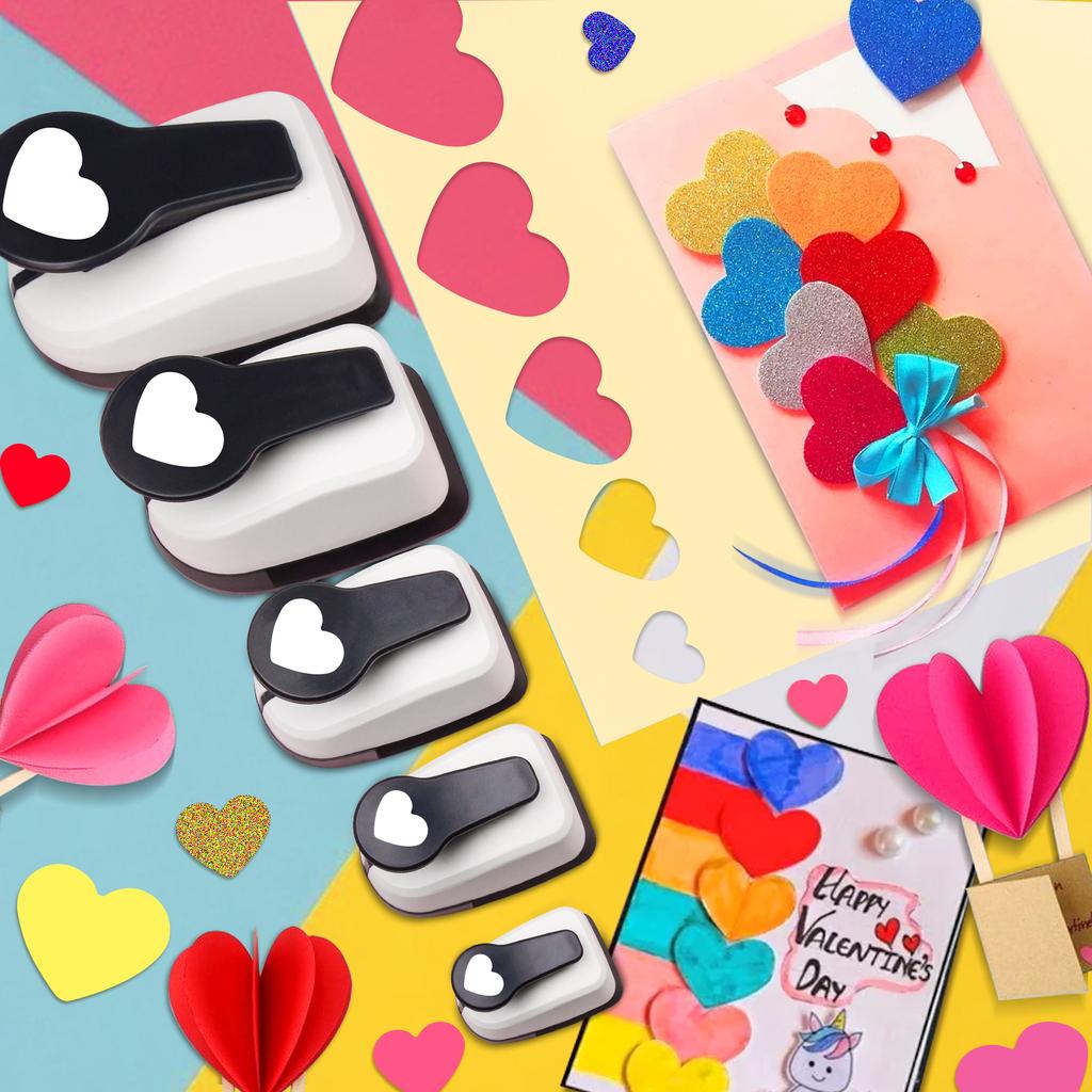 5pcs Paper Cutter for Crafts Hole Punchers Tool Set 1 1.5 2 In 9 16 25 38 50mm Heart Paper Shapes for Card Making Scrapbooking