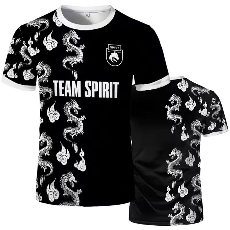 Футболка с принтом Donk CS2 Киберспорт CSGO Команда Spirit Тренировочные футболки Унисекс Уличная мода Летняя Оверсайз Форма для фанатов игр