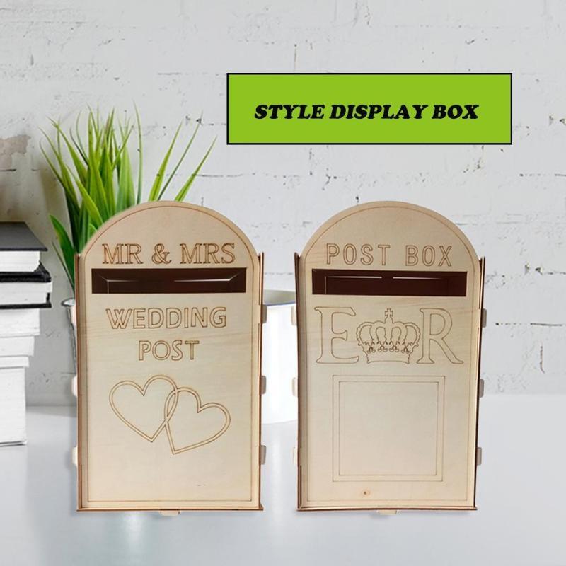 Wedding Card Solid Pine Royal Mail Style Exquisite Retro Personalized Post Box Wooden Name Card Box