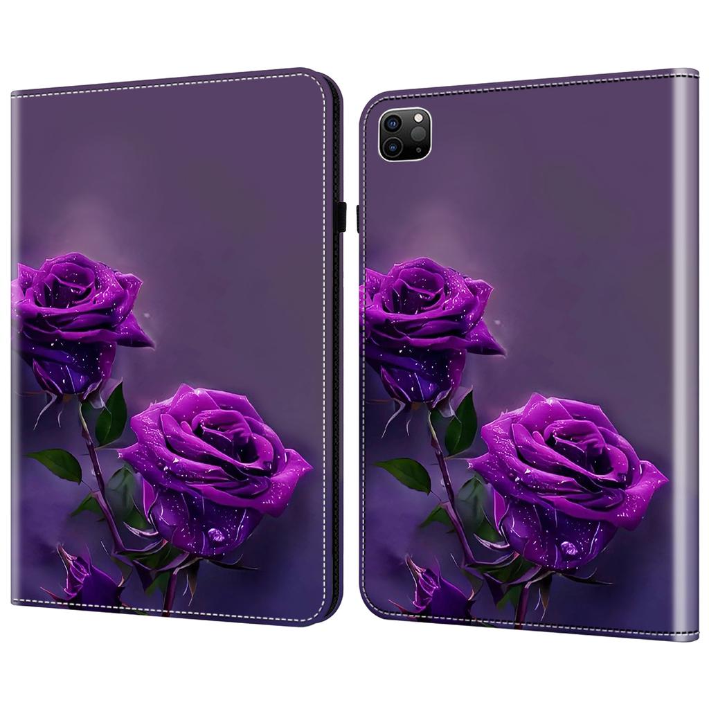 Для iPad Эйр 13 (2025)/(2024)/Про 12.9 (2020)/(2021)/(2022) Чехол-подставка из искусственной кожи с узором и отделениями для карт