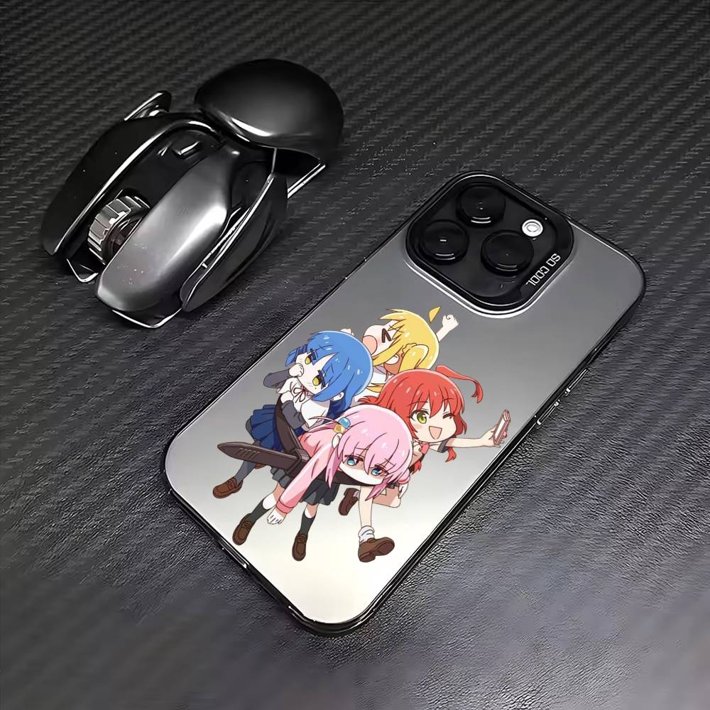 Bocchi The Rock Kessoku Band Phone Case For iPhone17,16,15,14,13,12,11 Plus,Pro Max Colored Silver Plated Inside Cover