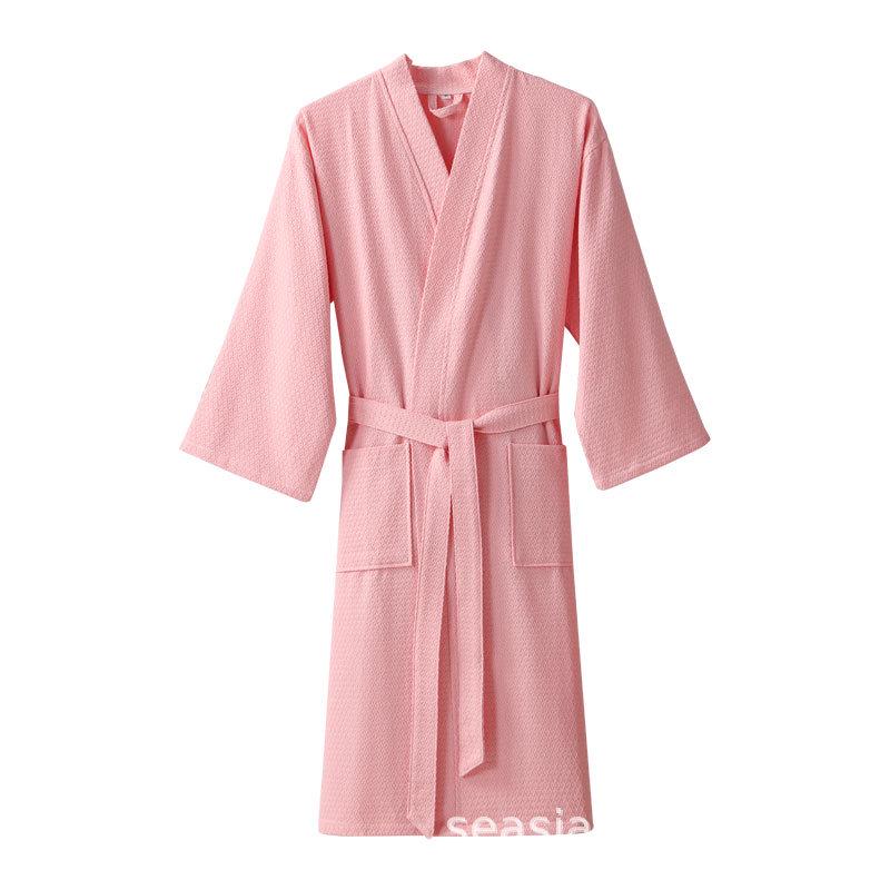 Халат из чистого хлопкового вафельного хлопка Asia: Легкий, быстросохнущий, влагопоглощающий халат унисекс для весны, лета и осени.