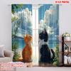 2pcs Curtains Cute Cat Design Versatile Polyester,Without Electricity Spring Party & Holiday Decor Use for Living Room, Outdoor