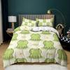 Animal Frogs Duvet Cover Set King Queen Size Green Lovely Cartoon Frog Bedding Set Kids Toad 2/3pcs Polyester Comforter Cover
