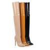 Q/Women's High Heeled Boots, Sexy Pointed Toe Thin Heel Knee Length Boots, Oversized Women's Shoes