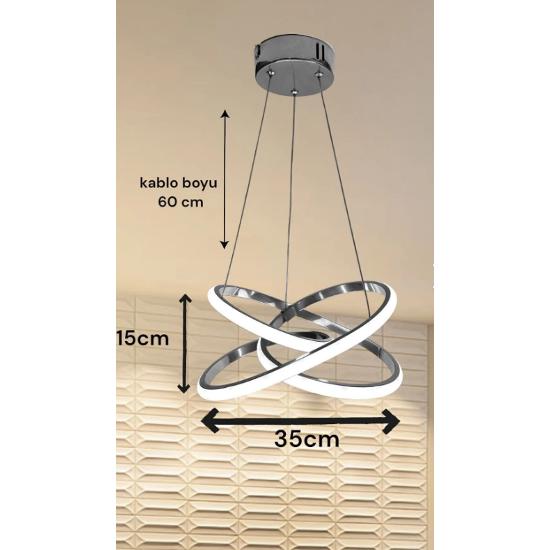 Современная подвесная лампа с дистанционным управлением, 3 цвета с подсветкой, светодиодная люстра, хромированный корпус, гостиная, кухня, зал