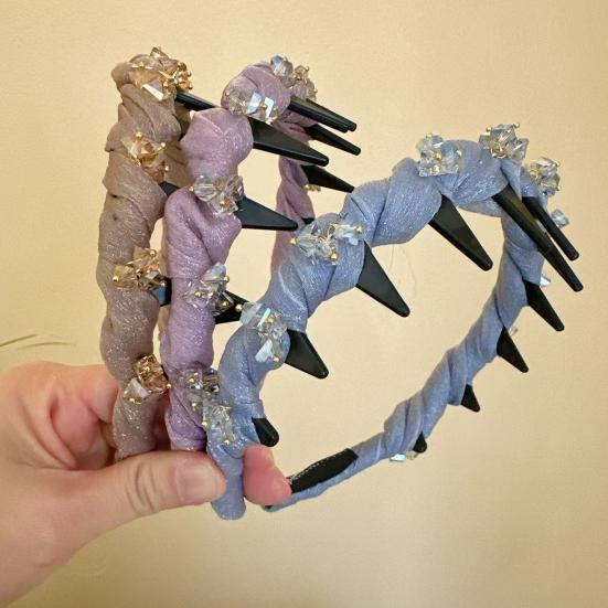 Женская повязка на голову, блестящие стразы, яркий цвет, тканевая обертка, обруч для волос, противоскользящие зубчики, аксессуары для волос