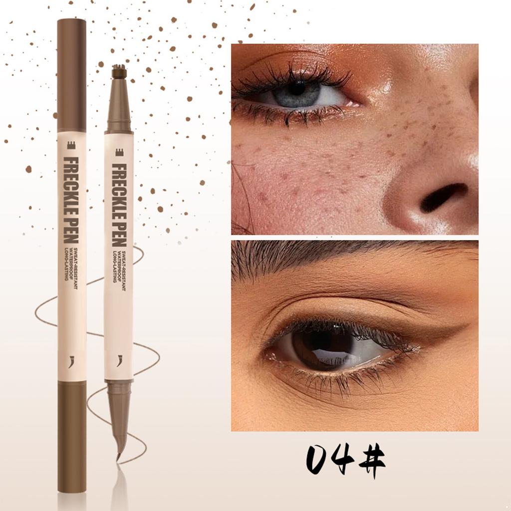 Dual-Ended 2-in-1 Eyeliner & Freckle Tool – Angled Tip + 6-Point Stamp, Water & Smudge Resistant, Long-Wearing for Daily Look
