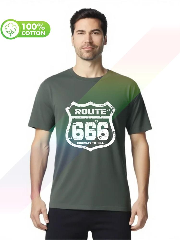 2026 New Hot Selling 100 Cotton Unisexs Tshirt 666 HIGHWAY TO HELL MOTORCYCLE CAFE RACER MUSCLE CAR S3XL Tops Tees