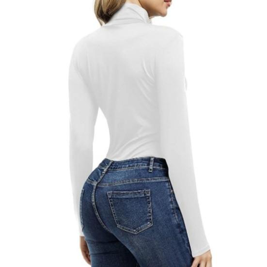 Женские топы с высоким воротником и длинным рукавом, облегающие топы-пуловеры, однотонные базовые водолазки, блузка на каждый день