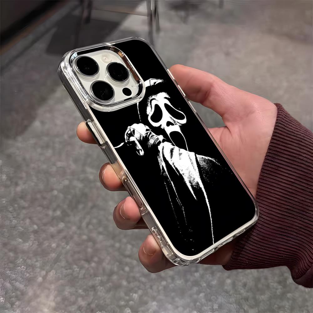 Чехол для телефона на Хэллоуин «Лицо призрака Крик» Для iPhone 17 Air 16 E 15 14 13 12 11 Plus Pro Max Гальванизированный Прозрачный Мягкий Чехол