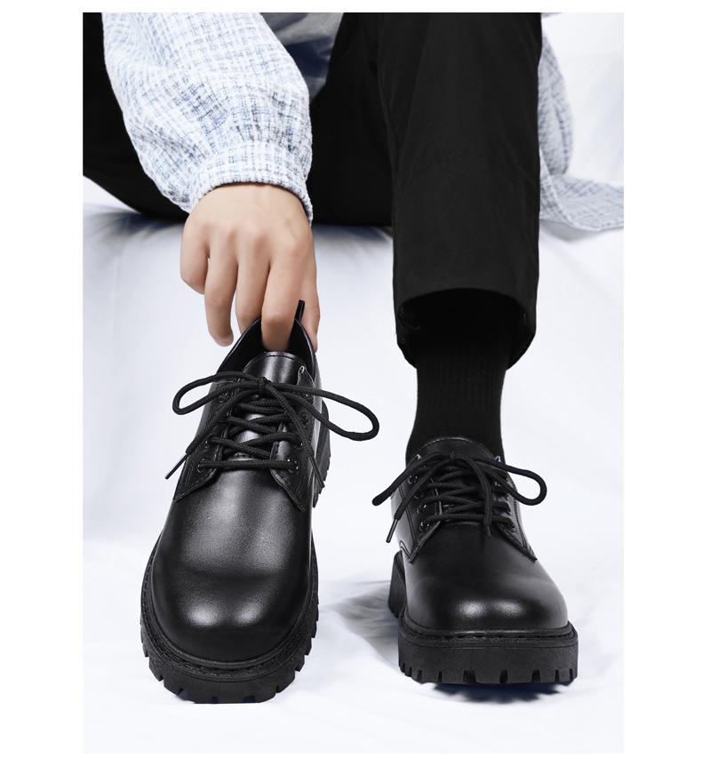 Мужская повседневная деловая кожаная обувь Осень 2024: Модные водонепроницаемые ботинки Мартинс в британском стиле