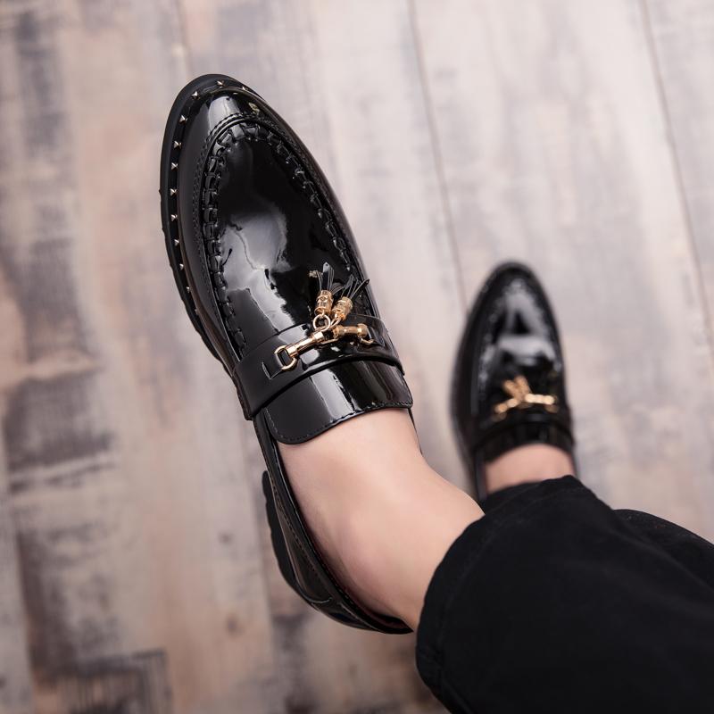 FashionLeather Men's Shoes Slip On Tassel Loafers Black Party Fashion Outdoor Casual Shoes Retro Style Men Shoes Big Size 47