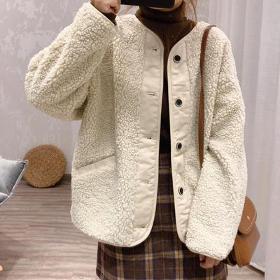 Модели осень-зима, утепленные куртки с добавлением хлопка, круглый вырез, длинные рукава, свободные и универсальные крои, интегрированный мех, взрывные ленивые женщины