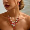 3pcs Women's Jewelry Set, Luxurious Leaf Crystal Necklace, Earrings, Banquet Dress Accessories, Collarbone Chain