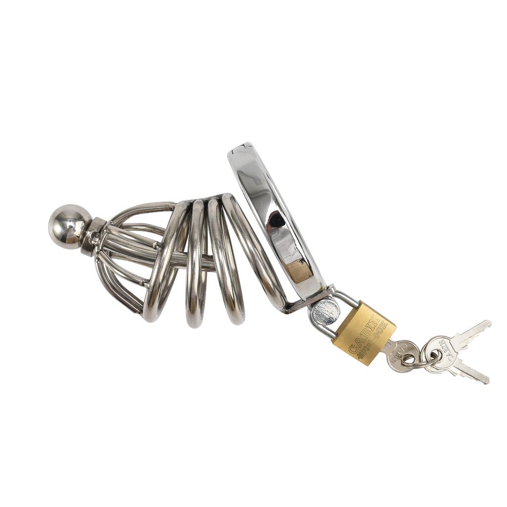 Stainless Steel Penis Lock Bird Chastity Cage Cock Ring Urethral Plug Sound Metal Slave Bondage Restraint Belt Sex Toy Male