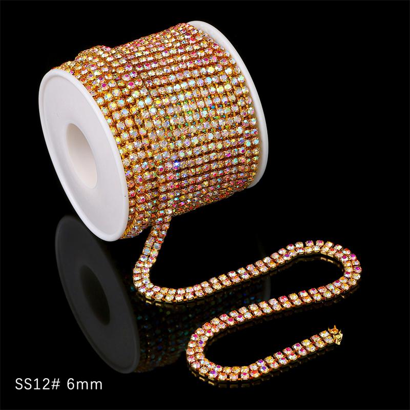 1Yard 2Rows 1Row Crystal Rhinestone Chain Sew-On Glue-On Pearls Trim Copper Cup Chain For Clothes DIY Jewelry Making Accessories