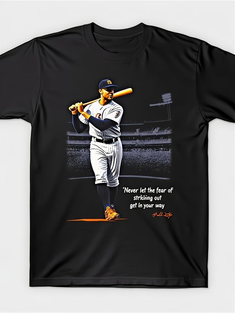 Men's & Women's Vintage Baseball Player Action Photo Quote Unisex 100% Cotton T-Shirt, Soft, All Season Casual Streetwear Essentia