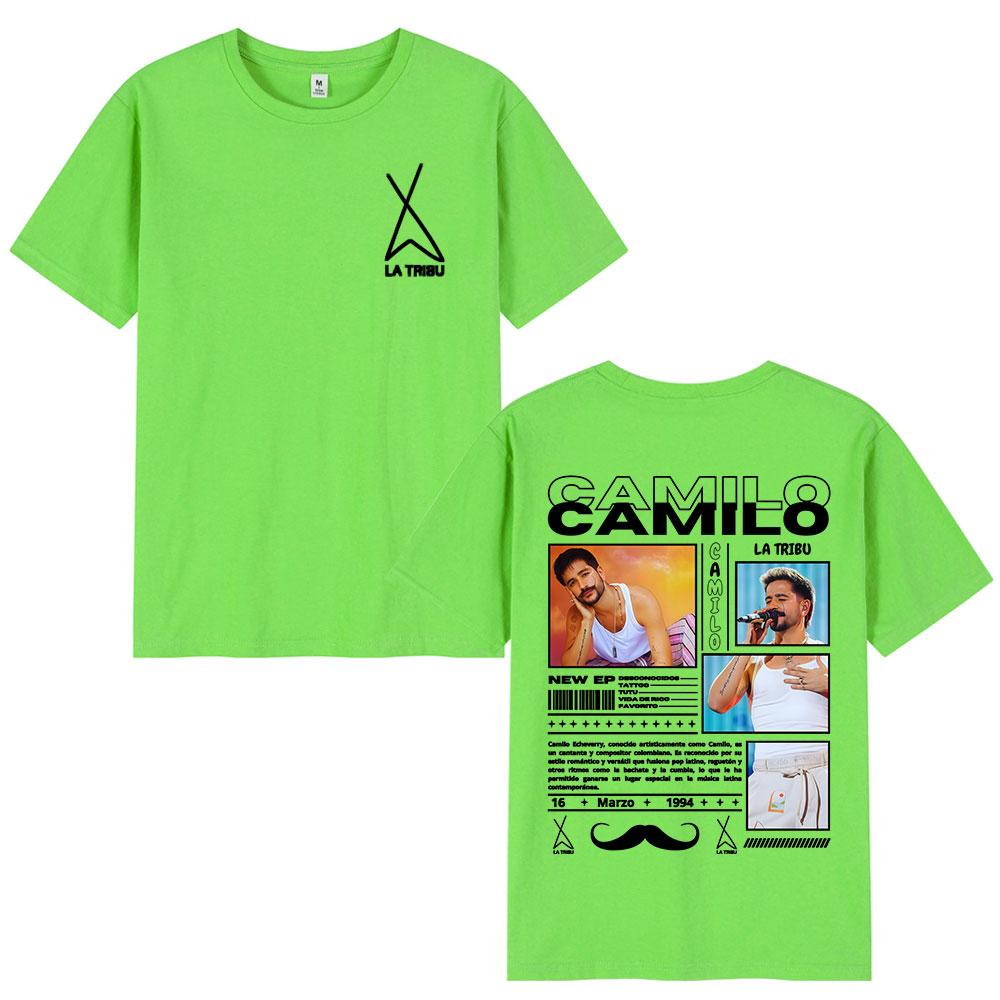 Singer Camilo La Tribu Album Tshirts Unisexs Women Clothing Fashion Hip Hop Oversized T Shirts Cotton Casual T Shirt Streetwear