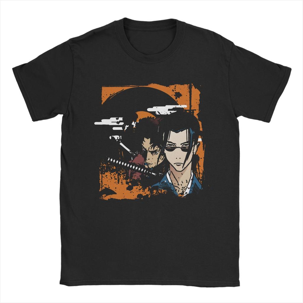 Mugen Samurai Champloo Card Anime T Shirts Unisex Unisex Pure Cotton Funny TShirt Round Neck Tees Short Sleeve Tops Printing