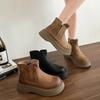 2025 Winter New Women Short Plush Warm Snow Boots Casual Shoes Suede Fur Chelsea Ankle Boots Flats Platform Ladies Shoes Botas