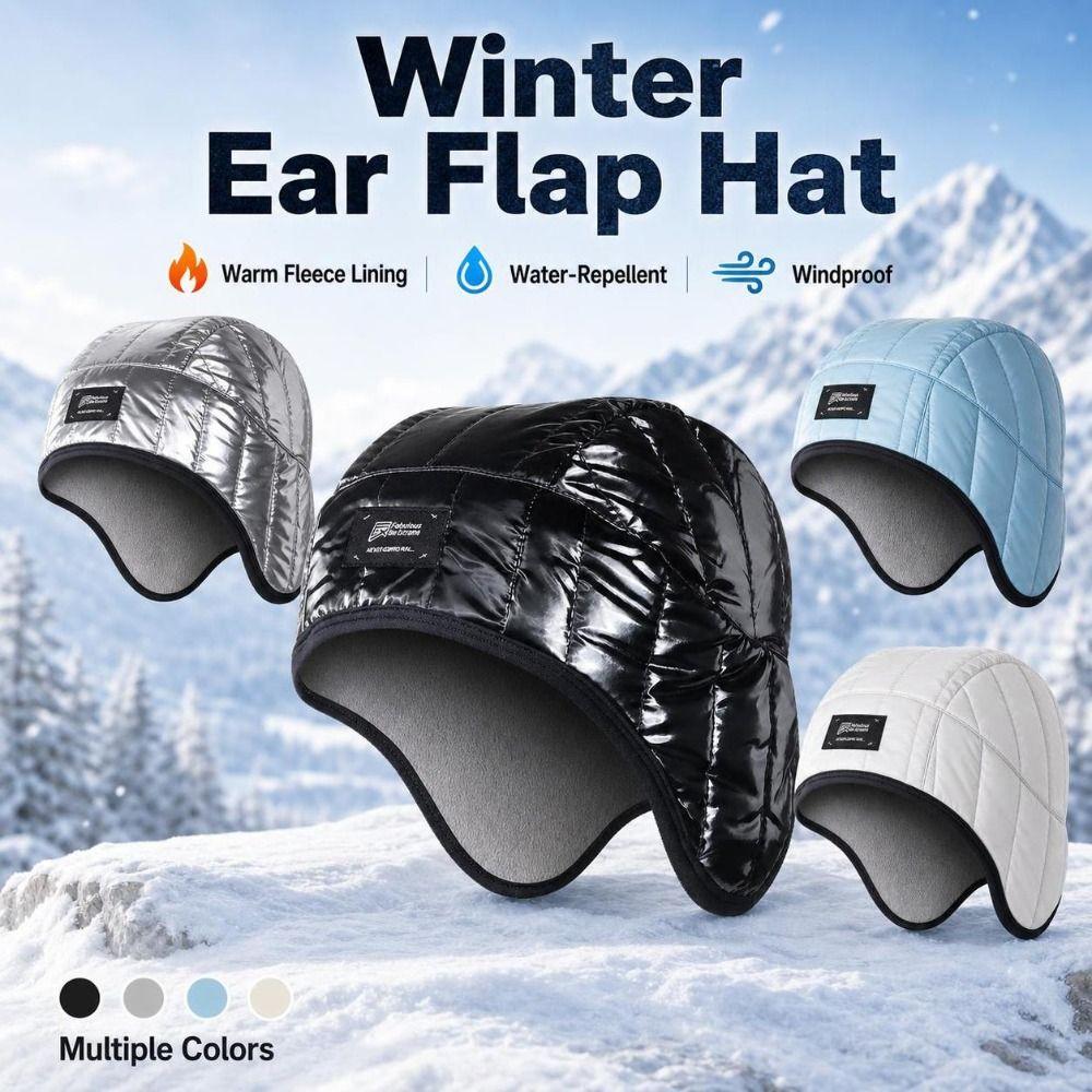 Windproof Fleece Lined Hat Water Repellent Cold Weather Hat New Quilted Winter Cap Skiing