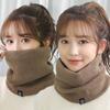 Winter Plush Scarf Woolen Knitting for Women Pure Color Neck Warmer Thick Cashmere Headband Ski Mask