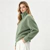 New product fluffy pullover sweater new women's clothing solid color zipper stand-up collar long-sleeved plush jacket women's autumn and winter