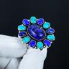 Turquoise, Lapis Lazuli Gemstone Ring, 925 Sterling Silver Ring, Gift For Her, Oval Stone ,Elegant Handmade Ring, Lapis Lazuli Flower Silver Ring