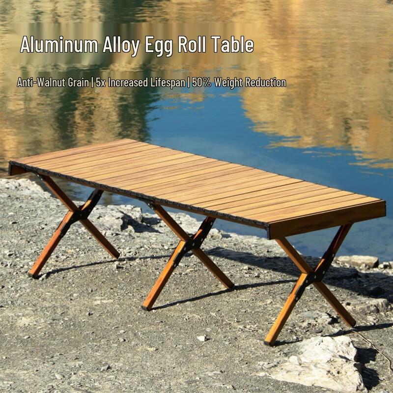 OEING Outdoor Aluminum Alloy Folding Picnic Egg Roll Table