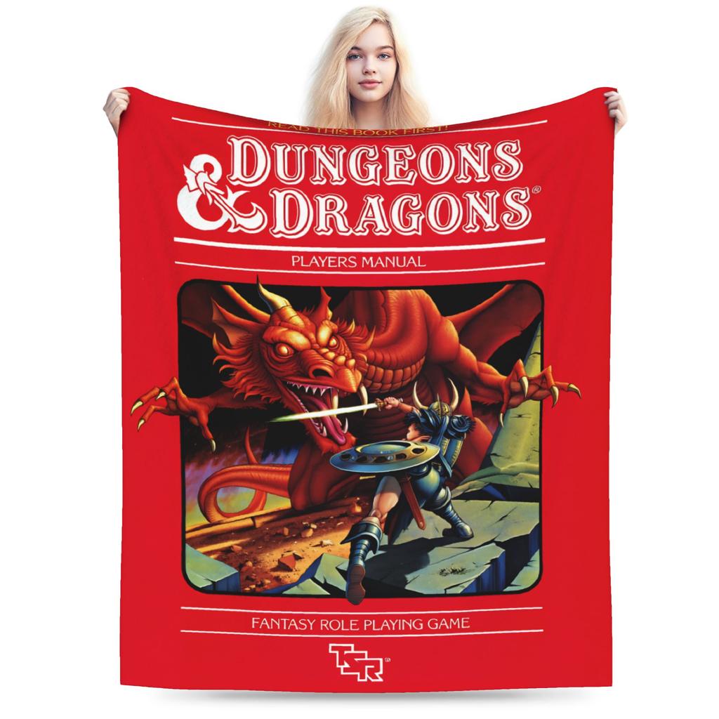 DND D&D Dragon Retro Plush Blanket Child Flannel Throw Blanket For Outdoor Super Soft Custom DIY Quality Bedspread Gift