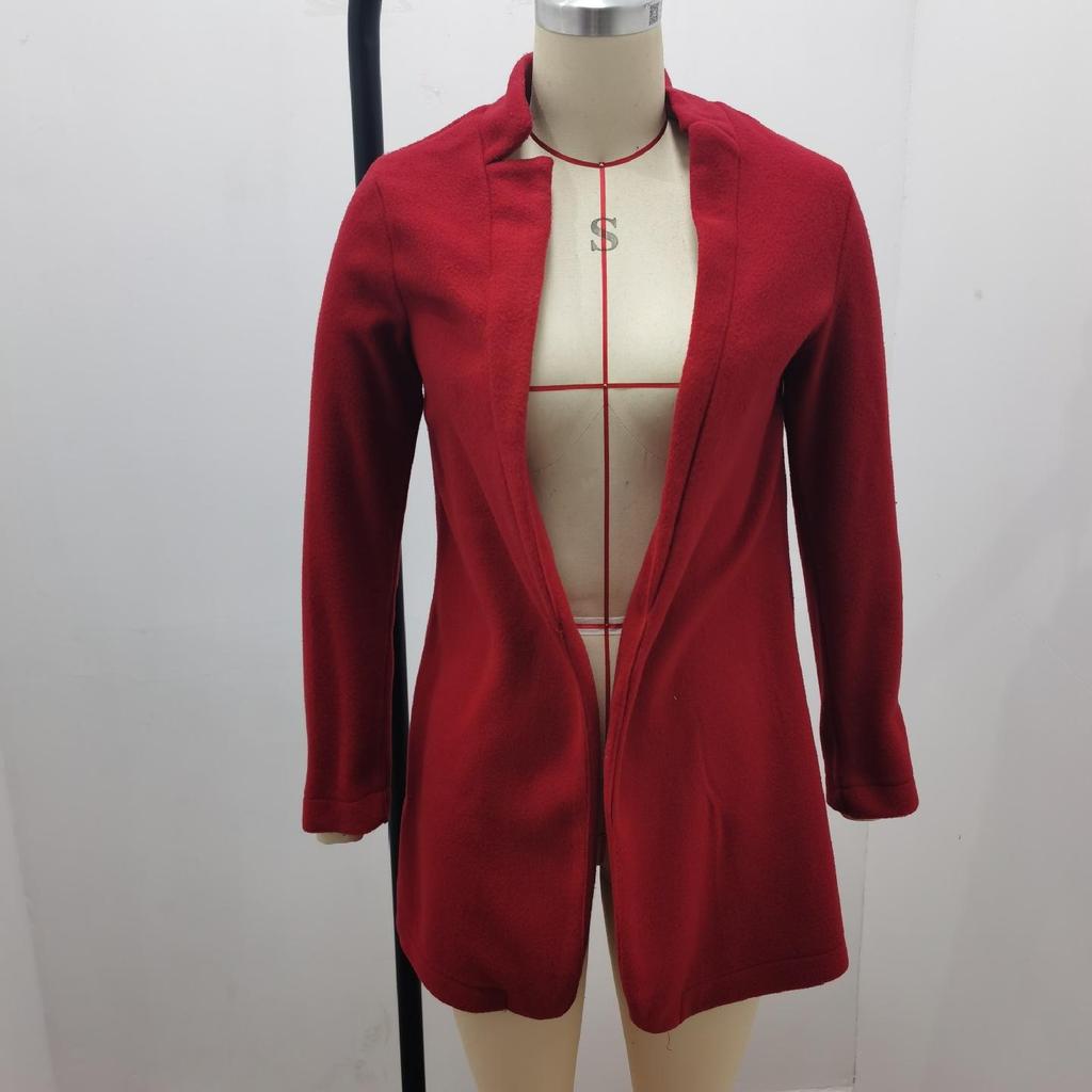 2023 осенне-зимнее пальто, новое европейское и американское модное однотонное шерстяное пальто с воротником-стойкой