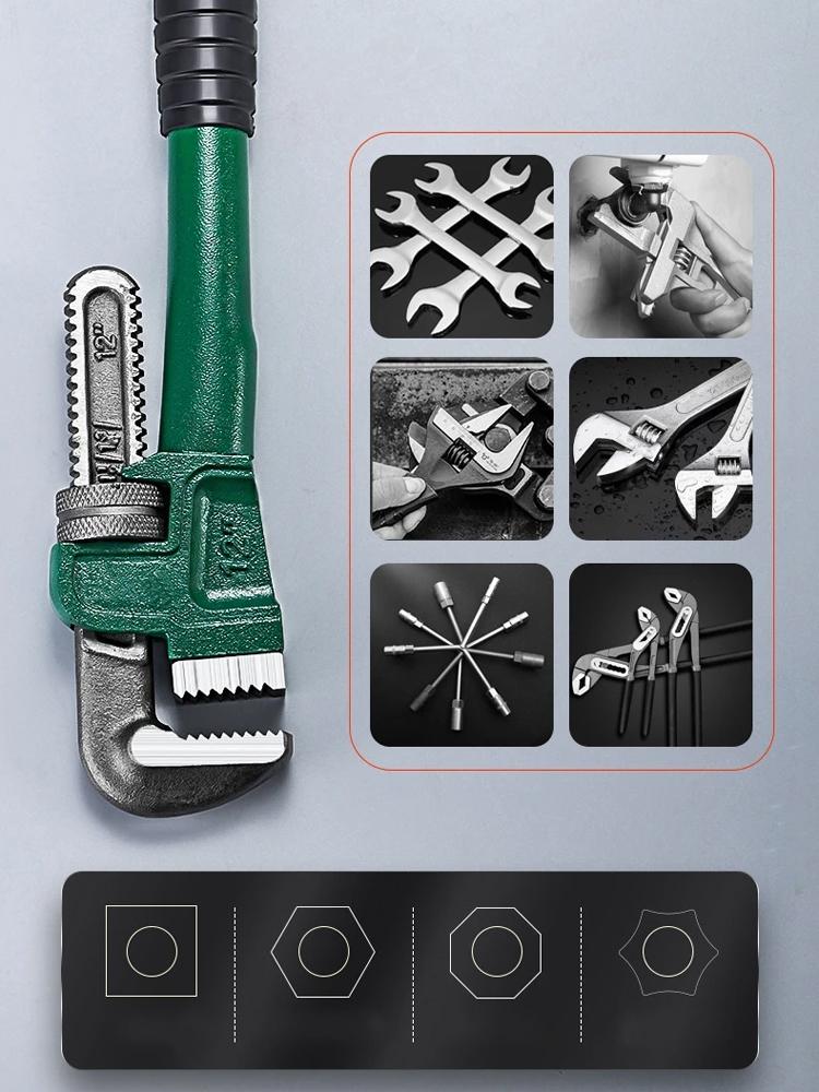 10/12/14/18 дюймов Сверхпрочный прямой трубный ключ из углеродистой стали, Регулируемый ключ с большим раскрытием, Плоскогубцы для резки труб