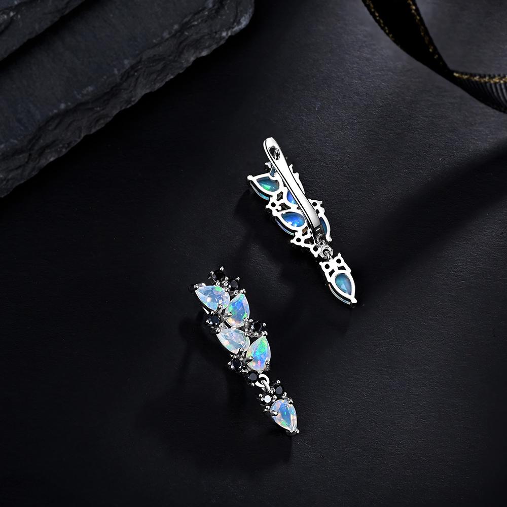 Luxury Fashion Designer Chic Dangle Silver Clasp Earrings for Lady Natural Opal October Birthstone Stone Precious Jewelry Gift