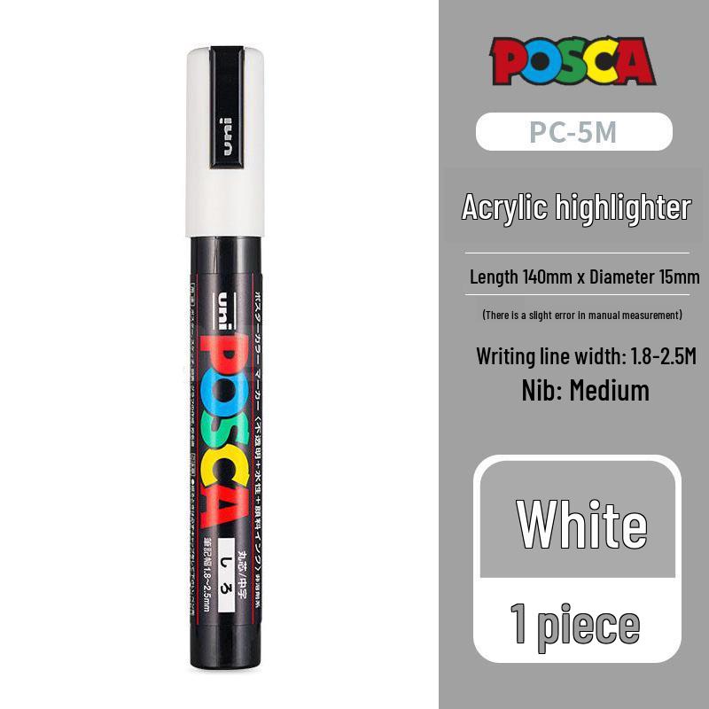 Набор акриловых маркеров Uni POSCA Белый: PC-1M/3M/5M для ручной росписи черных карточек
