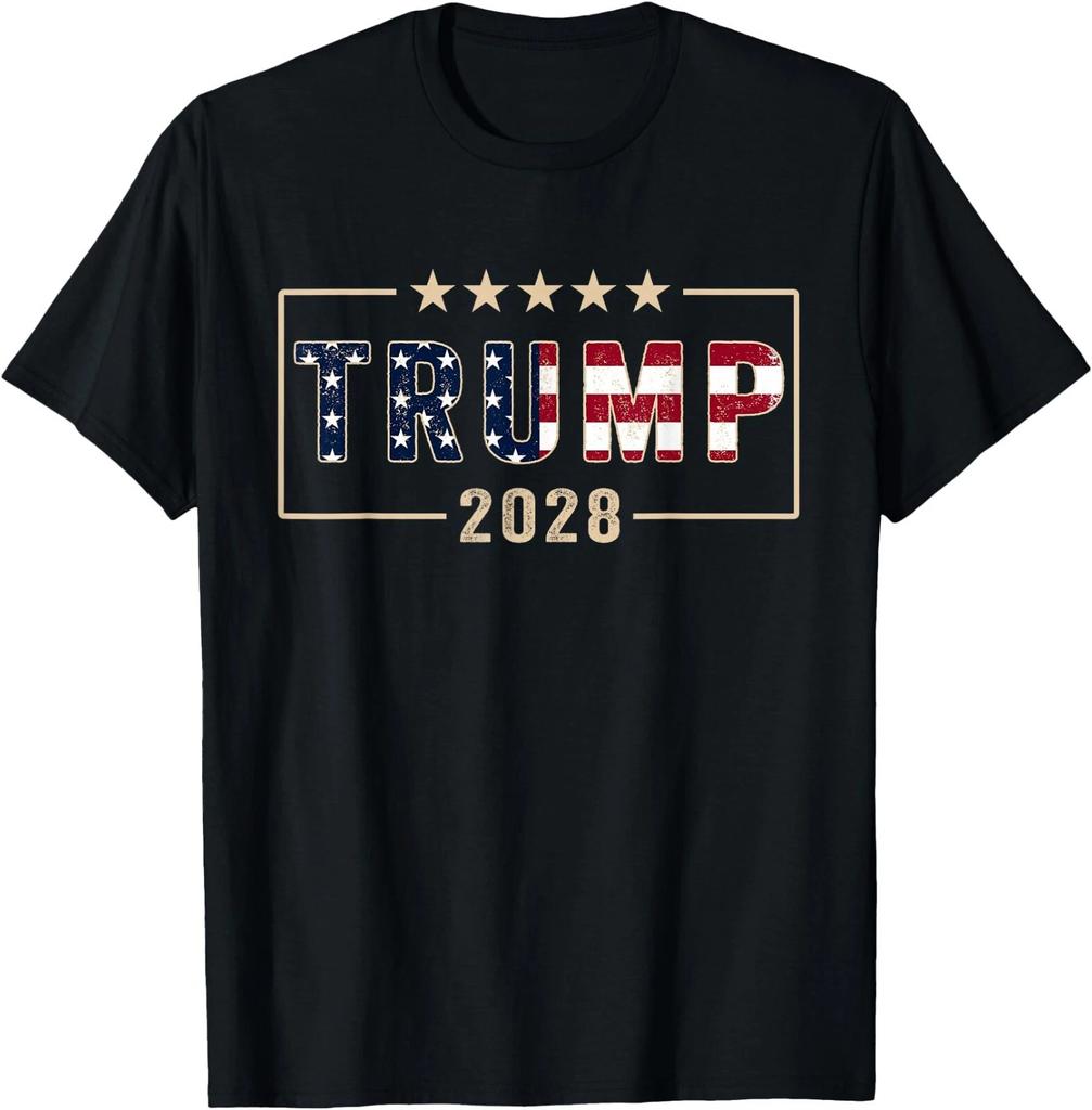 Футболка Трамп 2028 Голосуй за Дональда Трампа Флаг 2028 Футболка ,Унисекс
