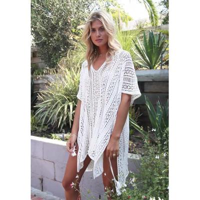 Женские летние праздничные пляжные платья с v-образным вырезом и открытыми плечами, связанные крючком