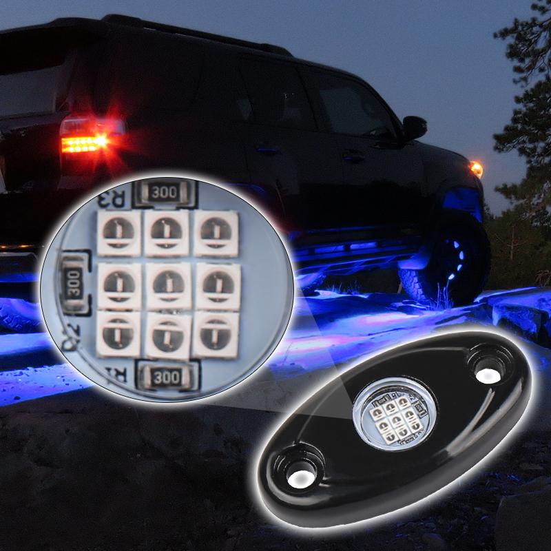 OVOVS Rock Lights 9 LED Rock Lights White Rock Lamp for Jeep Off Road ATV SUV RZR 4x4 Boat
